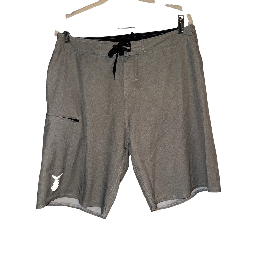 Tunaskin Men's Gray Board Shorts Size 32‎ Swim Trunks Zip Pocket